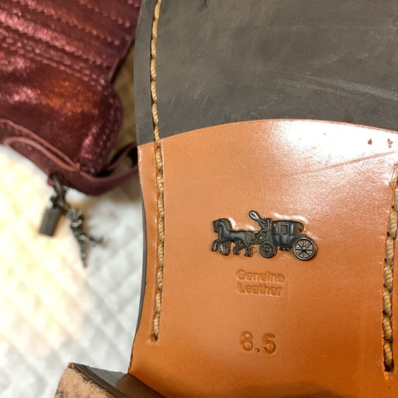 Coach Bowery Chelsea Boot Maroon Glitter Suede Western Leather Women’s Size 8.5 - Picture 12 of 16